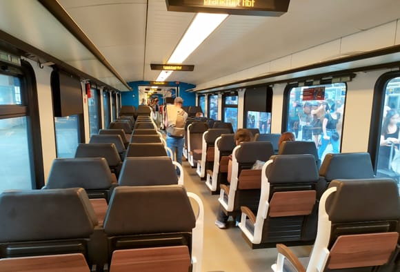 Interior of the train from Karlsruhe to Mainz, which is usually packed on this stretch 