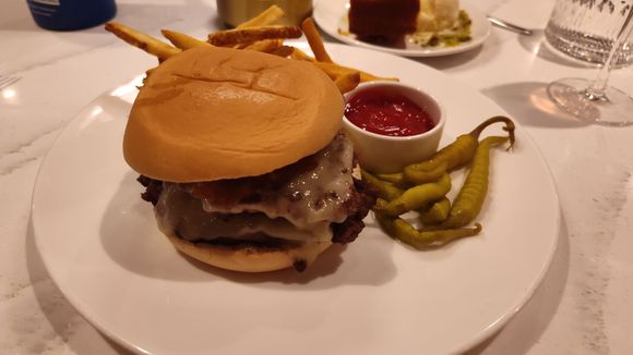 Dinner burger (10p) was sad with limp fries and wrong bun.