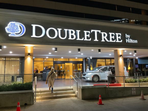 Entrance of the Doubletree hotel