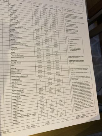 Pricing laundry
