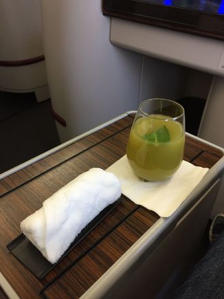 Pre-takeoff beverage & hot towel