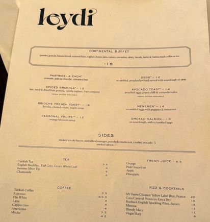 Breakfast menu