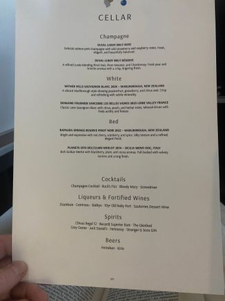 Drinks list