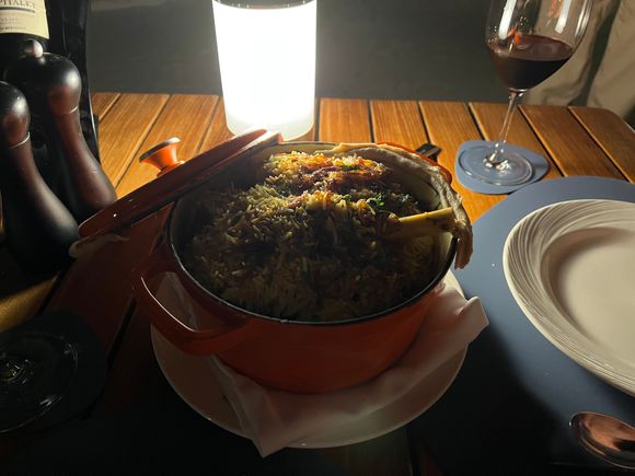 The 24 hour ahead order lamb biryani had great flavor but they absolutely did not cook the shank properly, was very tough.  Meat quality was good, was a result of not cooking long enough.