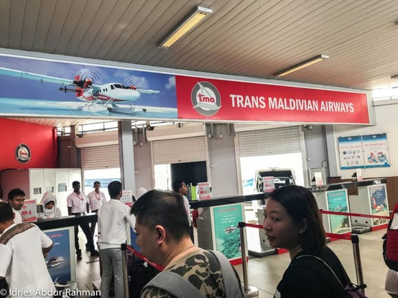 Trans Maldivian Airways, which by the way is the largest seaplane operator not only in the Maldives but in the world, has a relatively small check-in area in the arrivals area of the airport.