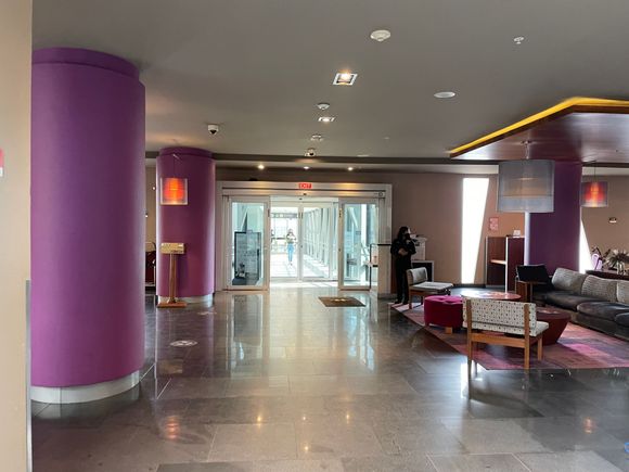 Walkway from hotel lobby to terminal 1.  