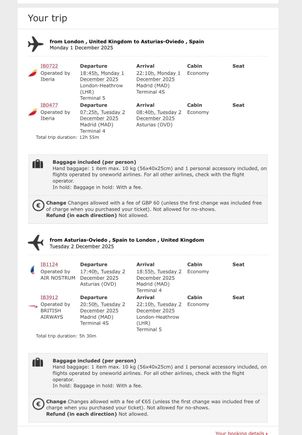 Do all sectors of this itinerary include one checked bag if I am Oneworld Sapphire (BA Silver)?