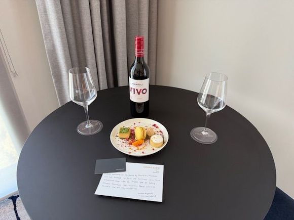 Welcome gift at a courtyard