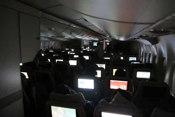 Interior of 380 of EK406 after dark