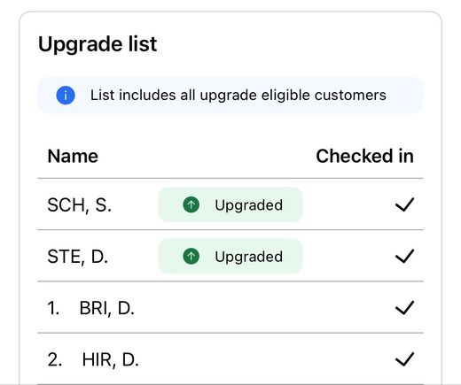New upgrade list in app. 
