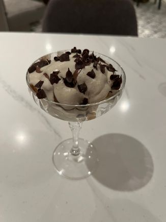 The trifle. It’s okay. Very sweet. The waitress did warn me about how sweet it was and that she would recommend the croissant pudding. I should have listened. 