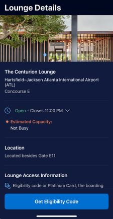 In the Amex app, look at the airport you are using. 