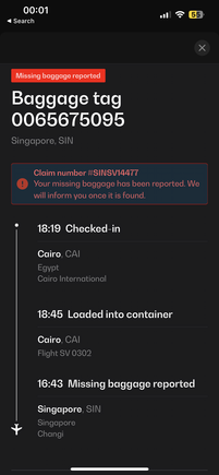 Status from Saudia app
