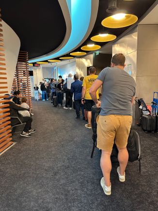 The ubiquitous ANA lounge queue this Saturday morning. 