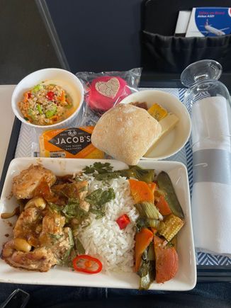 Kung Po chicken, served LGW-AGP on Valentine’s Day complete with appropriate cake. 