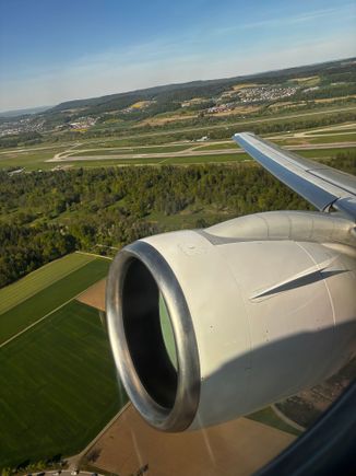 Airborne from Zurich; you can see the threshold of runway 16 and behind that, runway 14/32
