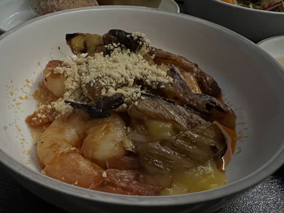 Shrimp, Roasted Fennel, Saffron Broth.
