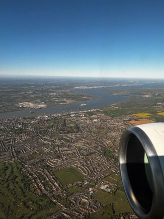 Gravesend and Thanes Estuary with a cruise ship out of Tilbury