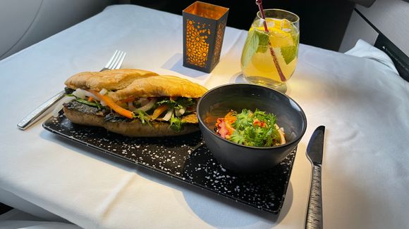 Light Meal - Vietnamese Beef Banh Mi with Lemon Iced Tea - the vegetables were as juicy and fresh as those at great banh mi places in Vietnam!