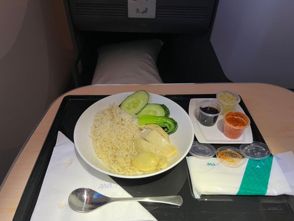 Is this some sort of Micro aggression vs someone that is not Japanese on a J class flight?  A spoon only for this meal or is this normal in Japanese culture to eat Singaporean Chicken rice with a spoon?  I did end up asking for a fork but she came with Chopsticks instead....