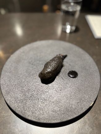 Eggplant: shrimp inside with apple; excellent balance of texture and taste