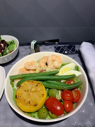 Shrimp salad; it’s on the light side but sometimes that might be what one wants/needs