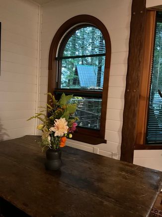 Dahlias in the cabin