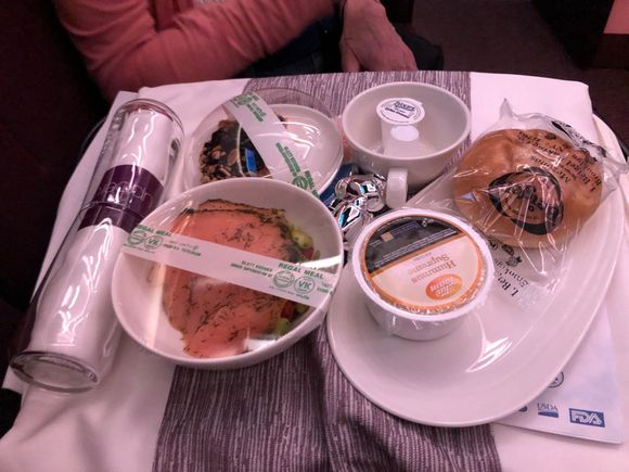 The tray setup - I think the lox appetizer was delicious if I recall correctly