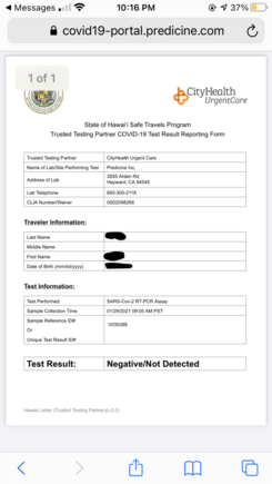 The format of my test results