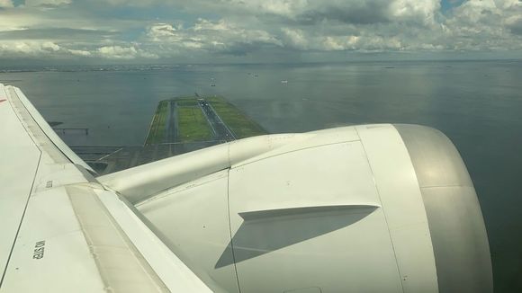 View of the island runway 05 taking off to the SE