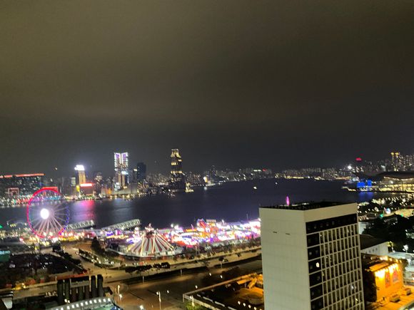 Late night view from balcony suite , fewer CHRISTmas lights this year / post CoVid predicament :(