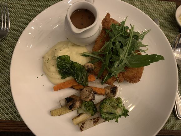 Chicken schnitzel with mashed potatoes