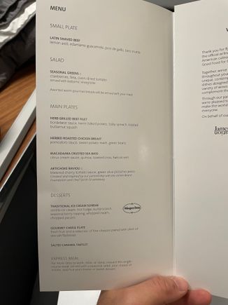 Here is the menu: I ended up preordering the beef.