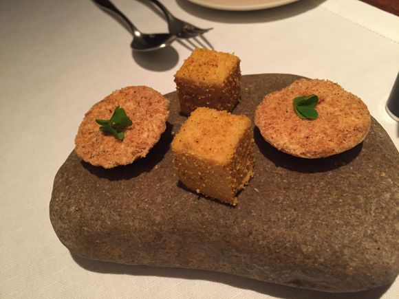 amuse bouche: curry marshmallow, mushroom tart