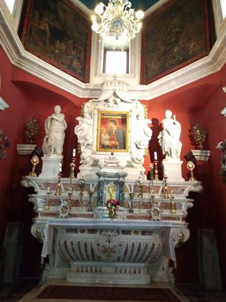 The altar. Apparently, the original painting that washed up is the centerpiece of the alter.