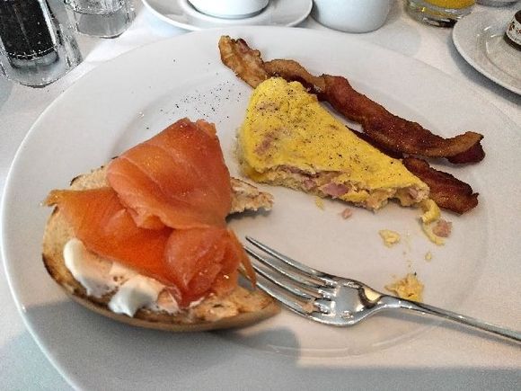 Yum.  Bagel. Eggs. Bacon. Did I say Yum?
