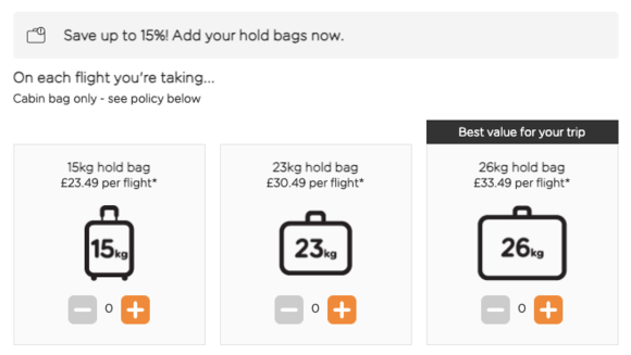 Easyjet website screenshot