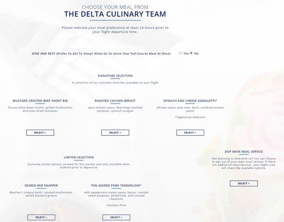 Meal choice for DL144 (SEA-AMS) on July 30 2023