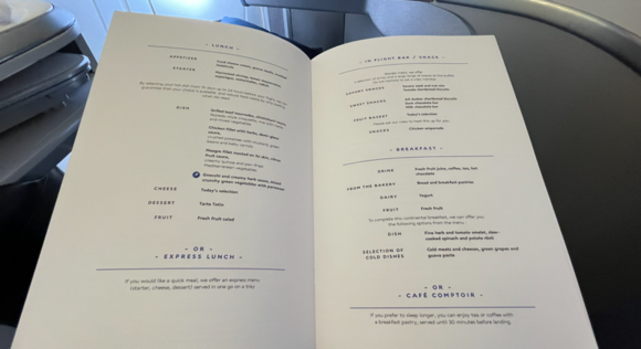 Meal menu. Identical as two years ago.