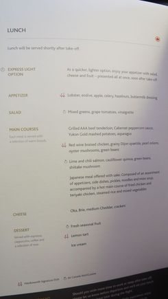 AC 001 Menu on way to Haneda