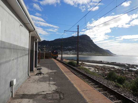 ... and watch the train come in. DS took the opportunity to head over inside the station. I was a bit apprehensive about doing that. Didn't know if one needed to have a ticket to go onto the platform, what kind of antisocial elements might be there, etc.