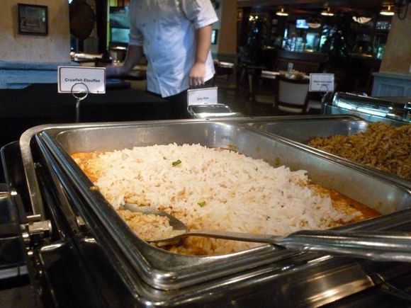 As was the crawfish etouffee, though for whatever reason the roux was milder on the buffet version. They also had dirty rice in the next tray.