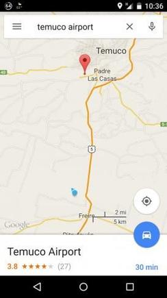 Google showing Temuco airport