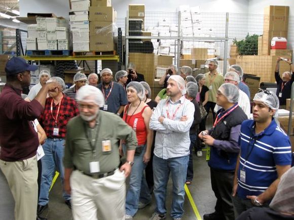 The group walking through the kitchens.