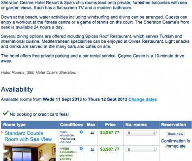 Sheraton Cesme $4,000!!!