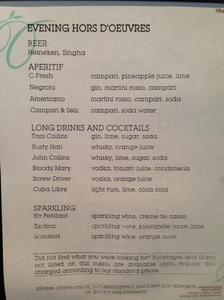 Club Lounge Happy Hour drinks