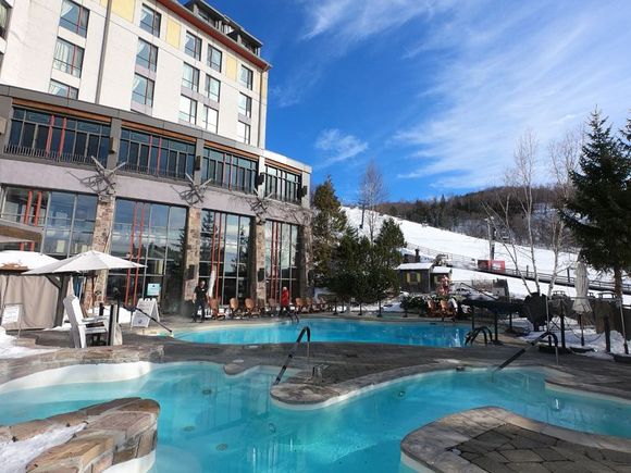 Hotel pools in daylight