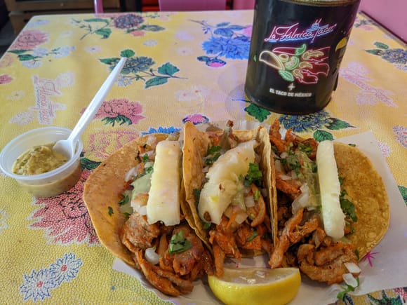 Tacos al pastor at La Fábrica del Taco