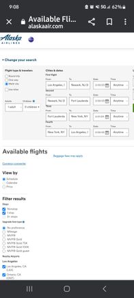 Use multi-city. Certain north/south east coast cities routes are allowed with natural (default) routing through LAX/SFO/SEA