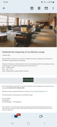 Looks like opening date is 28 March. (As per invite.)  Just in time for my flight on 29 March! 
